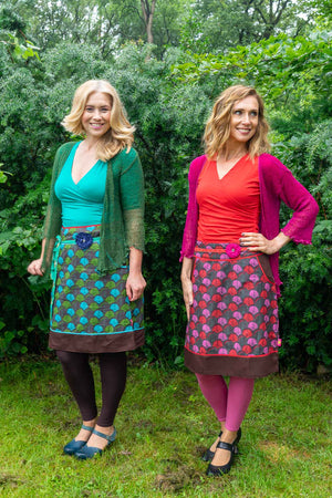 Poppy reversible cotton skirt made by Tantilly- retro feathers Reversible skirt Tantilly 